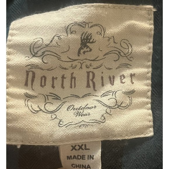 NORTH RIVER MEN LONG SLEEVE BUTTON UP Blue Grey PLAID SHIRT Pearl SNAPS XXL 2xl - Picture 4 of 6